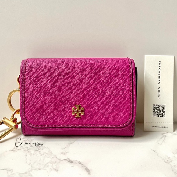❌SOLD❌ New Tory Burch Emerson Flap Card Case with Key Ring - Picture 2 of 9